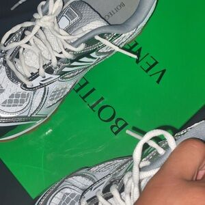 Bottega Veneta White and Silver Sneakers